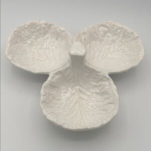 Olfaire Triple‎ Leaf White Ceramic Cabbage Serving Dish